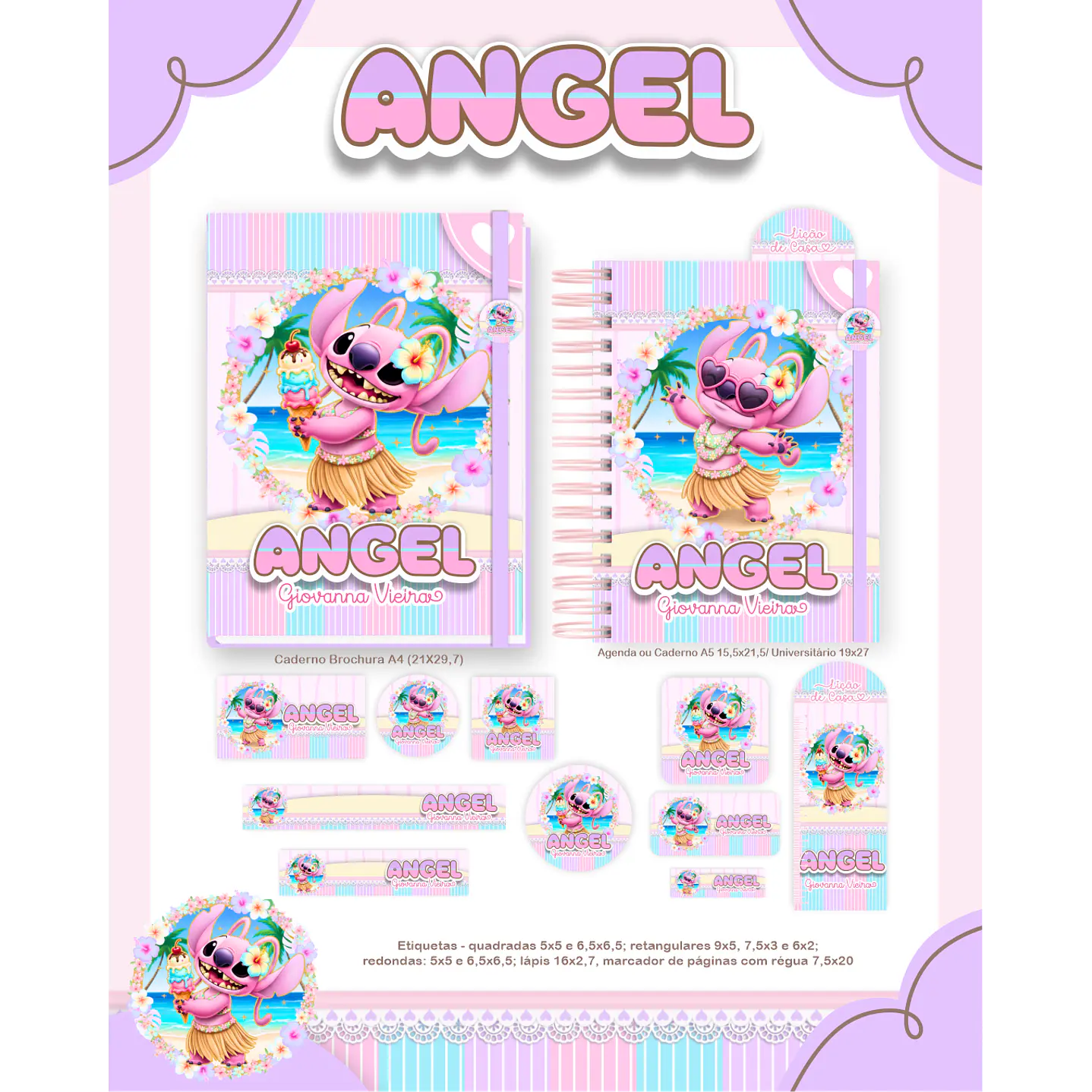 Kit Digital Encadernação Angel Volta às Aulas Completo 6