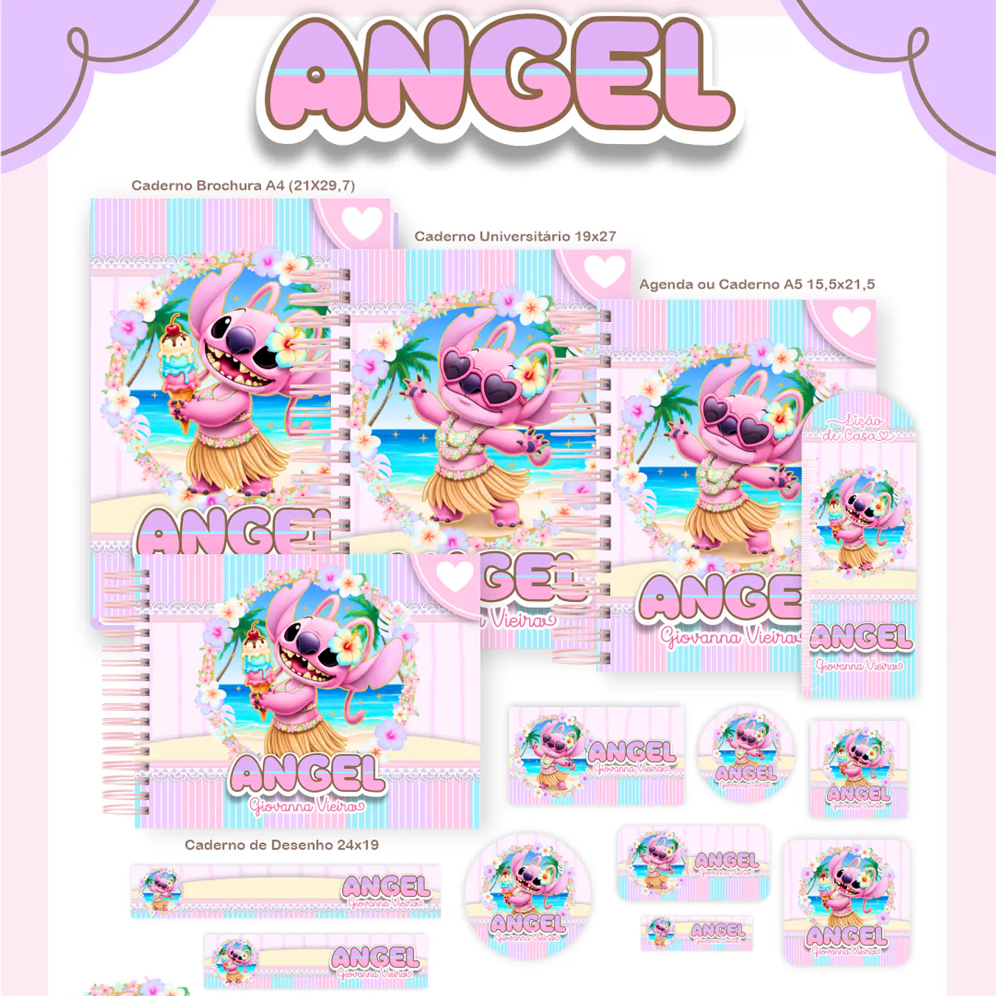 Kit Digital Encadernação Angel Volta às Aulas Completo 1