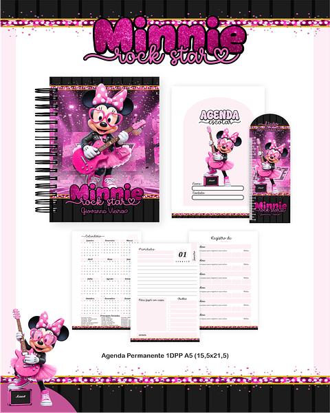 Encadernação Minnie Rock Star Volta às Aulas Completo