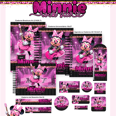 Encadernação Minnie Rock Star Volta às Aulas Completo