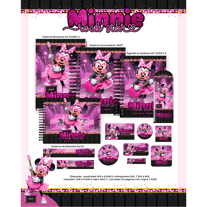 Encadernação Minnie Rock Star Volta às Aulas Completo 3