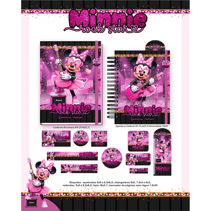 Encadernação Minnie Rock Star Volta às Aulas Completo 6