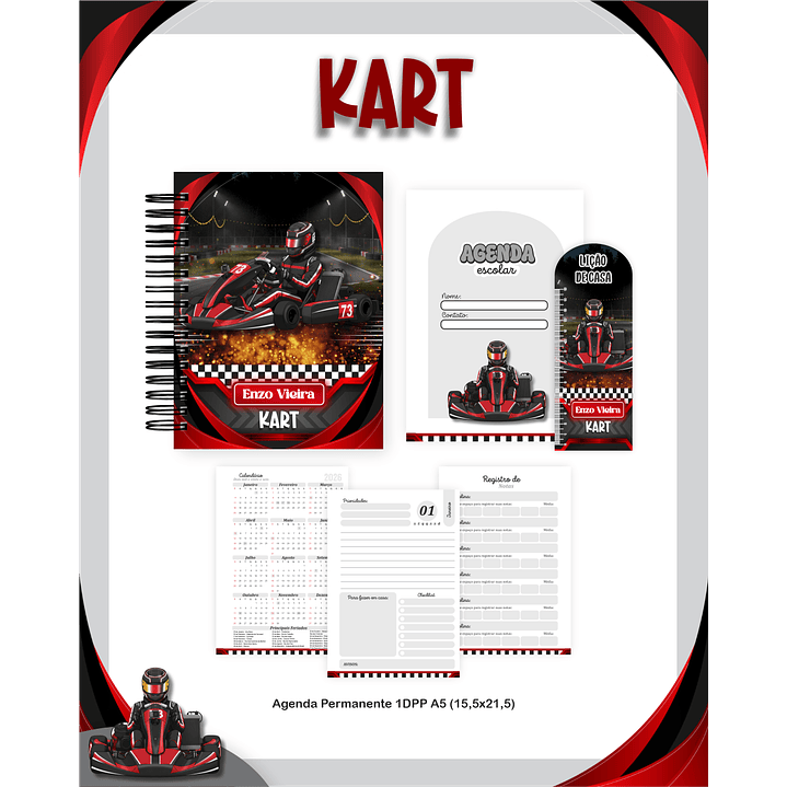 Kit Digital Encadernação Kart Volta às Aulas 2