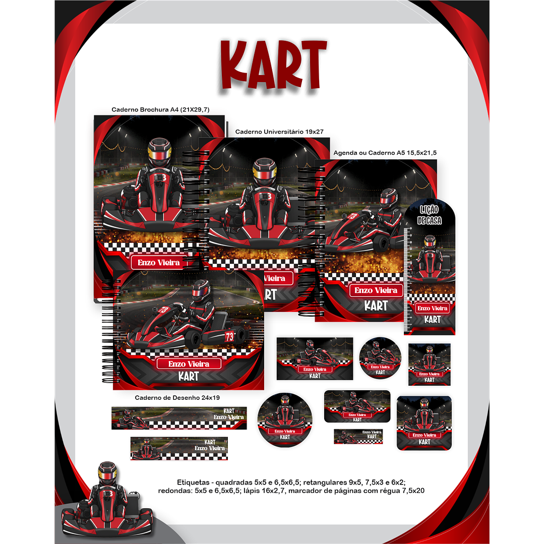 Kit Digital Encadernação Kart Volta às Aulas 1