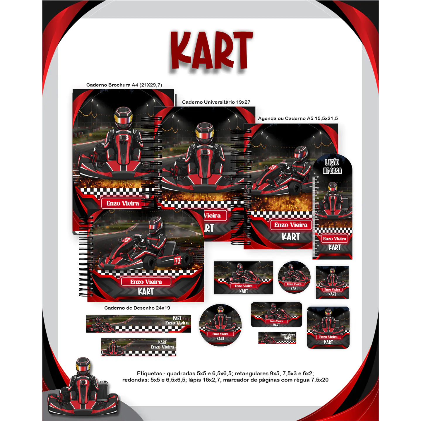 Kit Digital Encadernação Kart Volta às Aulas 1