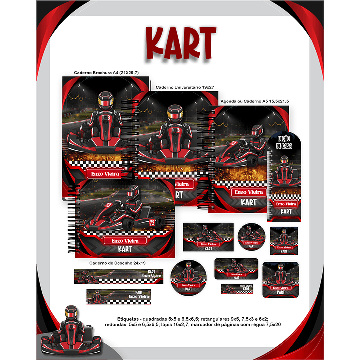 Kit Digital Encadernação Kart Volta às Aulas 1