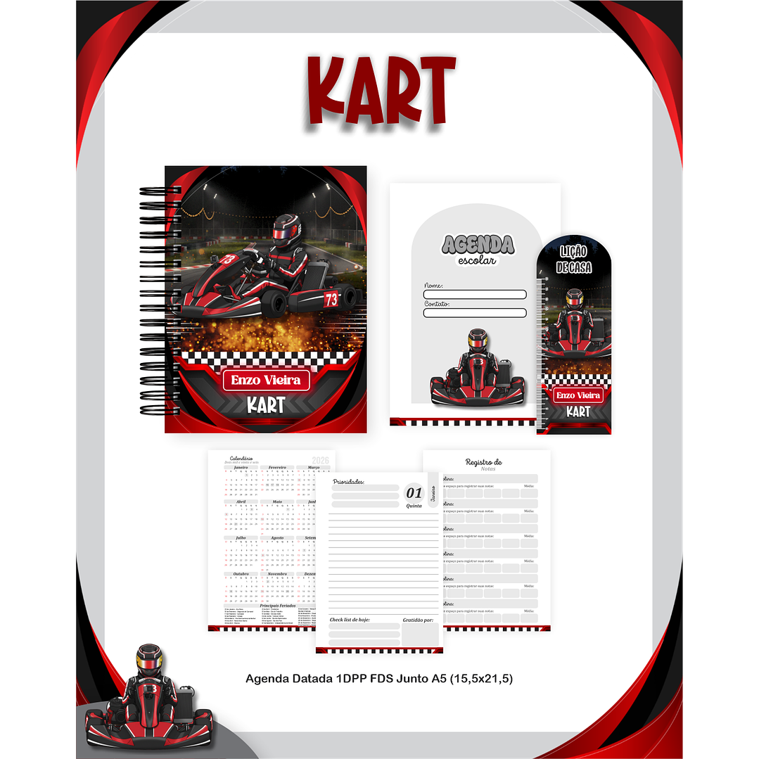 Kit Digital Encadernação Kart Volta às Aulas 4