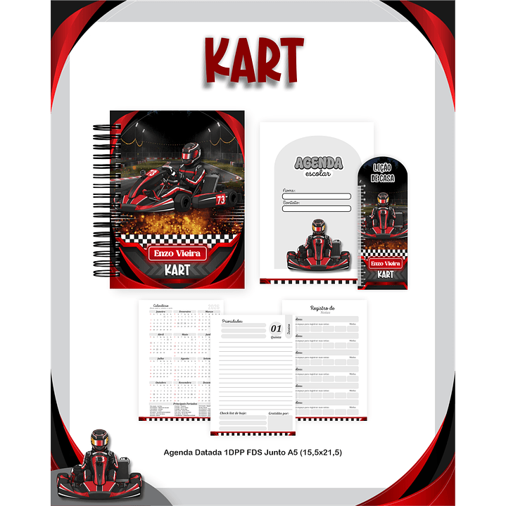Kit Digital Encadernação Kart Volta às Aulas 4