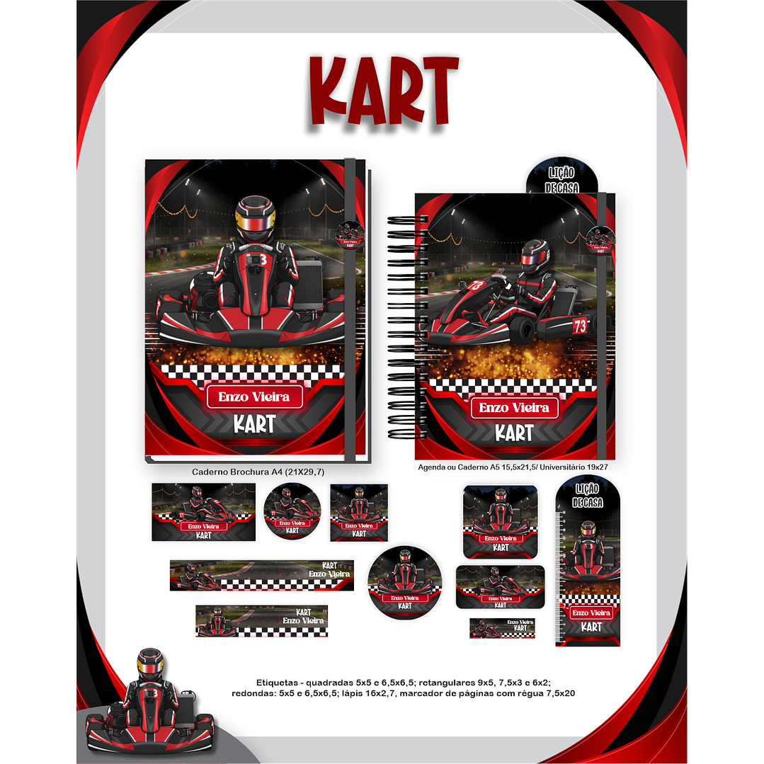 Kit Digital Encadernação Kart Volta às Aulas 5