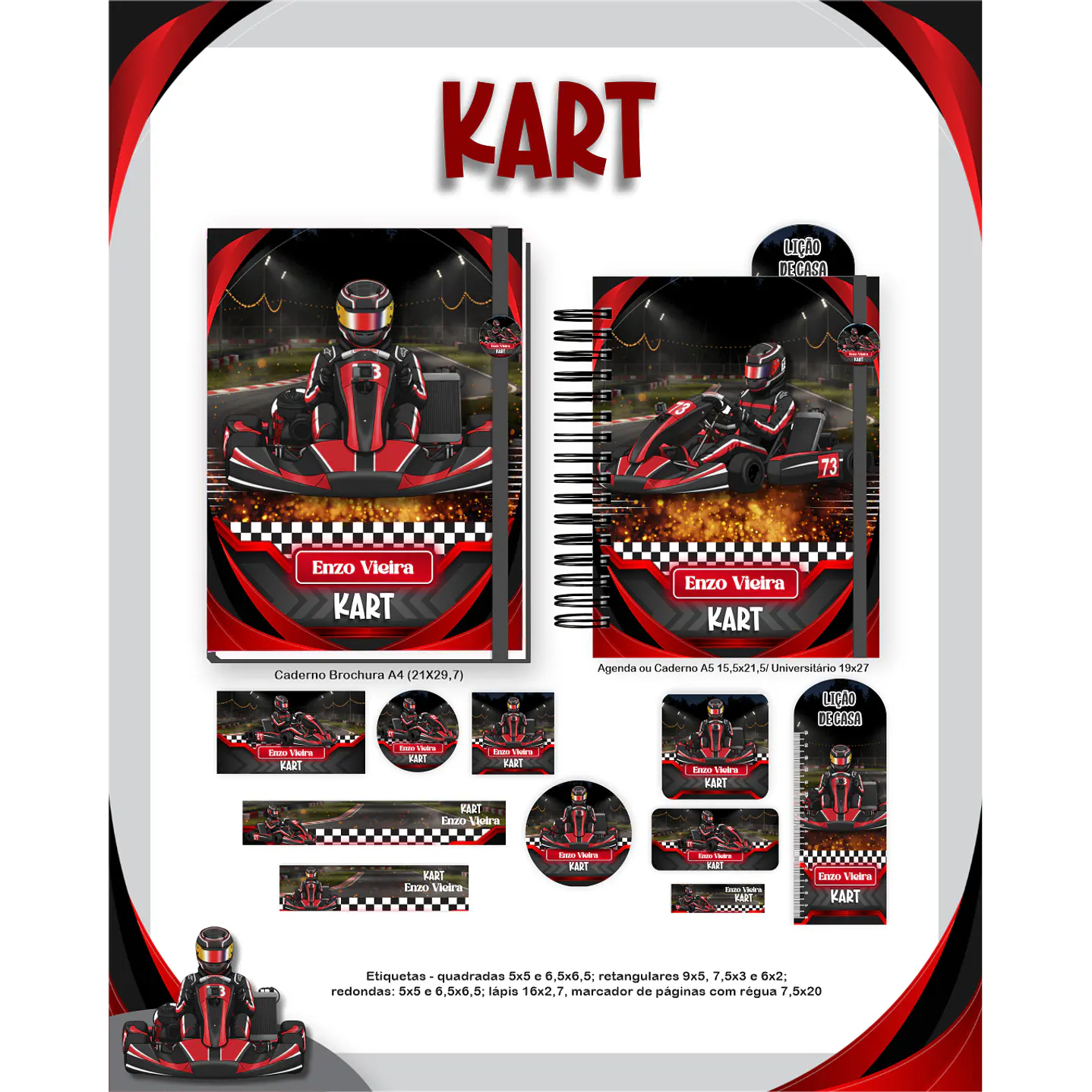 Kit Digital Encadernação Kart Volta às Aulas 5
