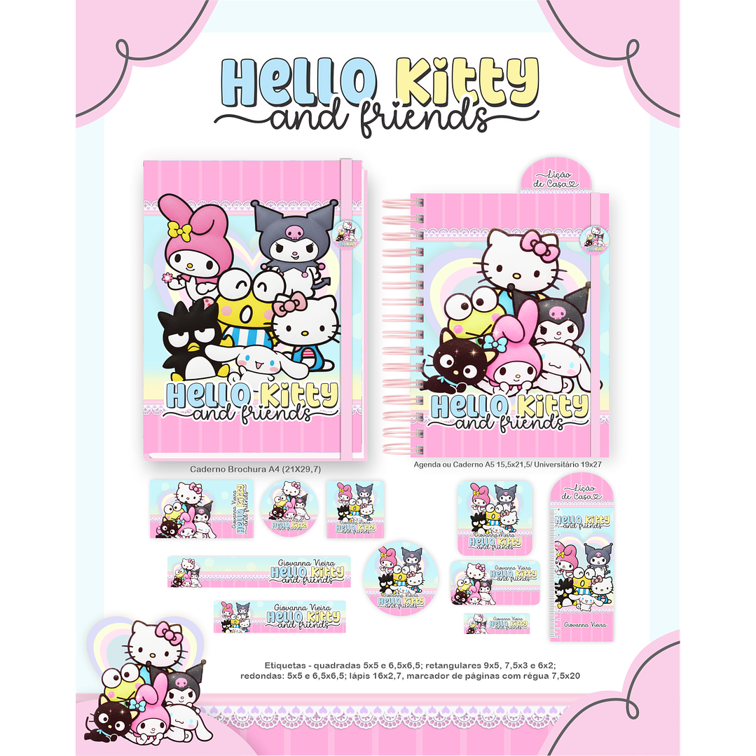 Encadernação Hello Kitty and Friends - Volta às Aulas 4