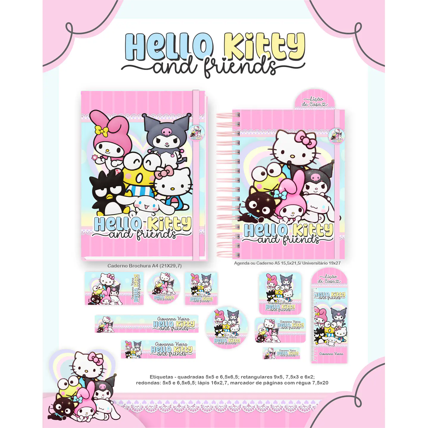 Encadernação Hello Kitty and Friends - Volta às Aulas 4