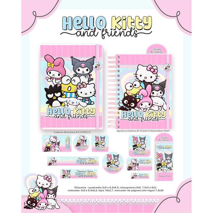 Encadernação Hello Kitty and Friends - Volta às Aulas 4