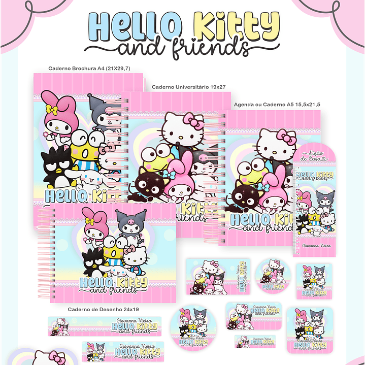 Encadernação Hello Kitty and Friends - Volta às Aulas 5