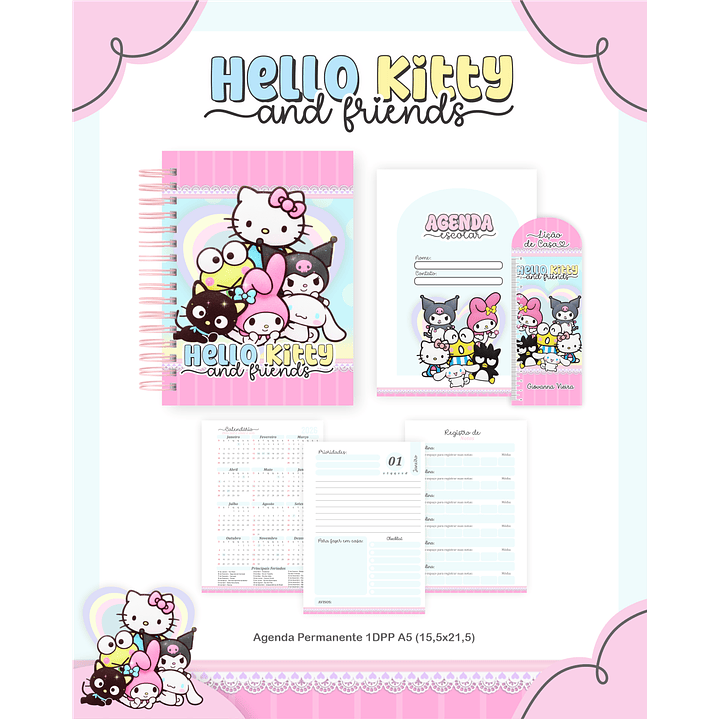 Encadernação Hello Kitty and Friends - Volta às Aulas 6