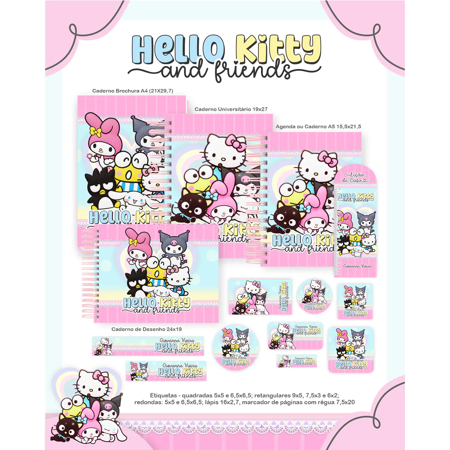 Encadernação Hello Kitty and Friends - Volta às Aulas 7