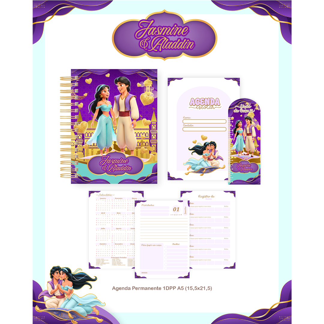 Encadernação Jasmine e Aladdin - Volta às Aulas Completo 2
