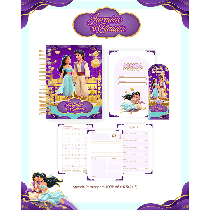 Encadernação Jasmine e Aladdin - Volta às Aulas Completo 2
