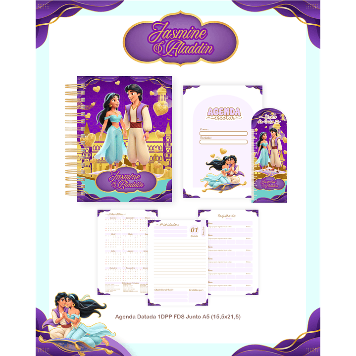 Encadernação Jasmine e Aladdin - Volta às Aulas Completo 3