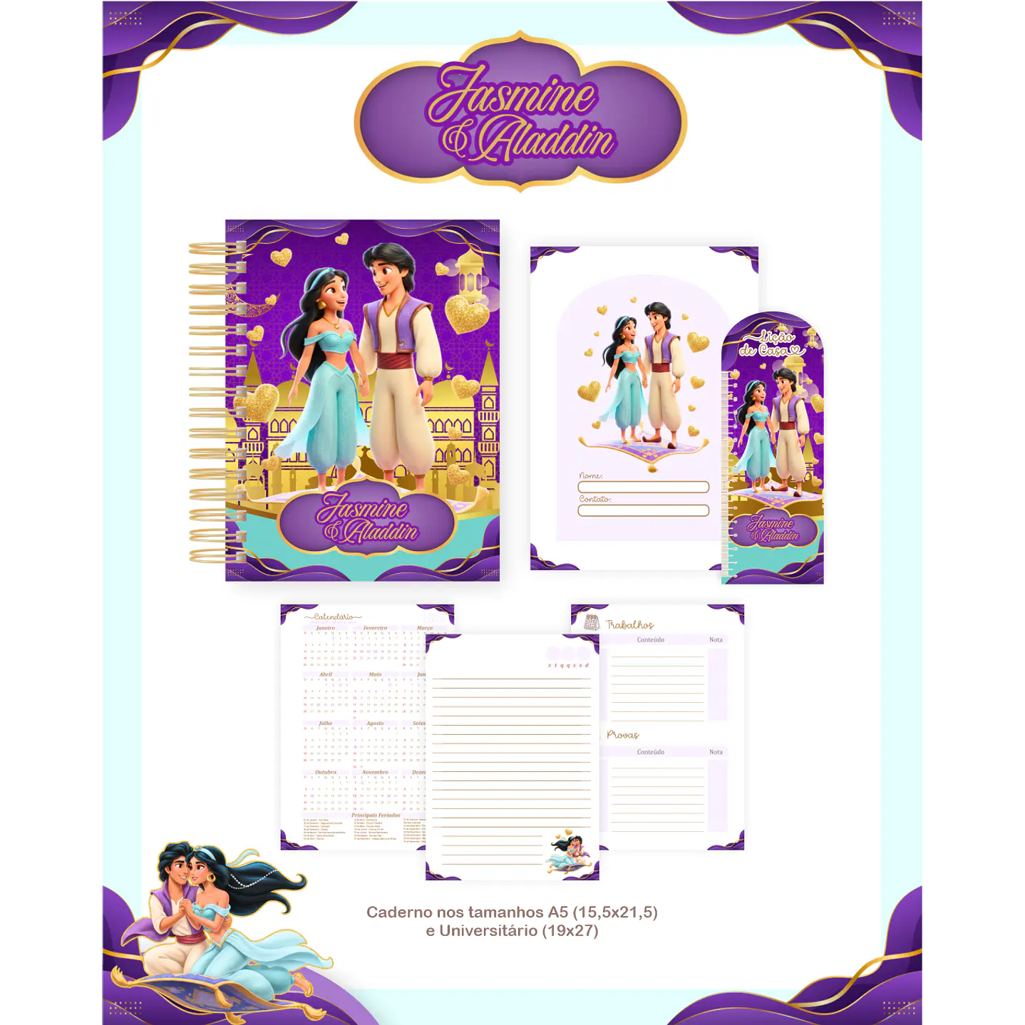 Encadernação Jasmine e Aladdin - Volta às Aulas Completo 4