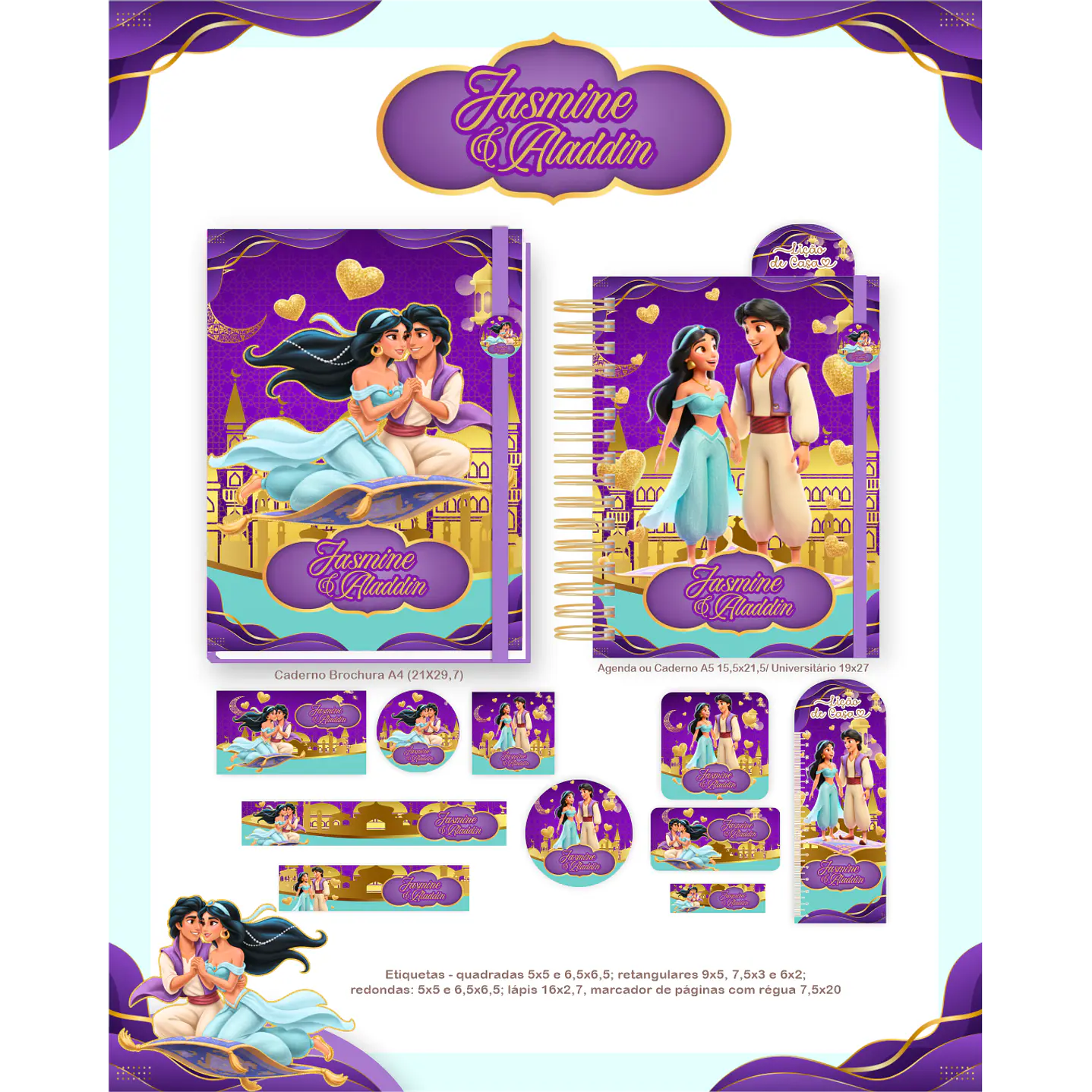 Encadernação Jasmine e Aladdin - Volta às Aulas Completo 5