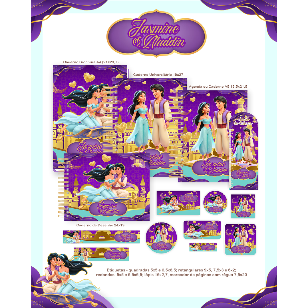 Encadernação Jasmine e Aladdin - Volta às Aulas Completo 6