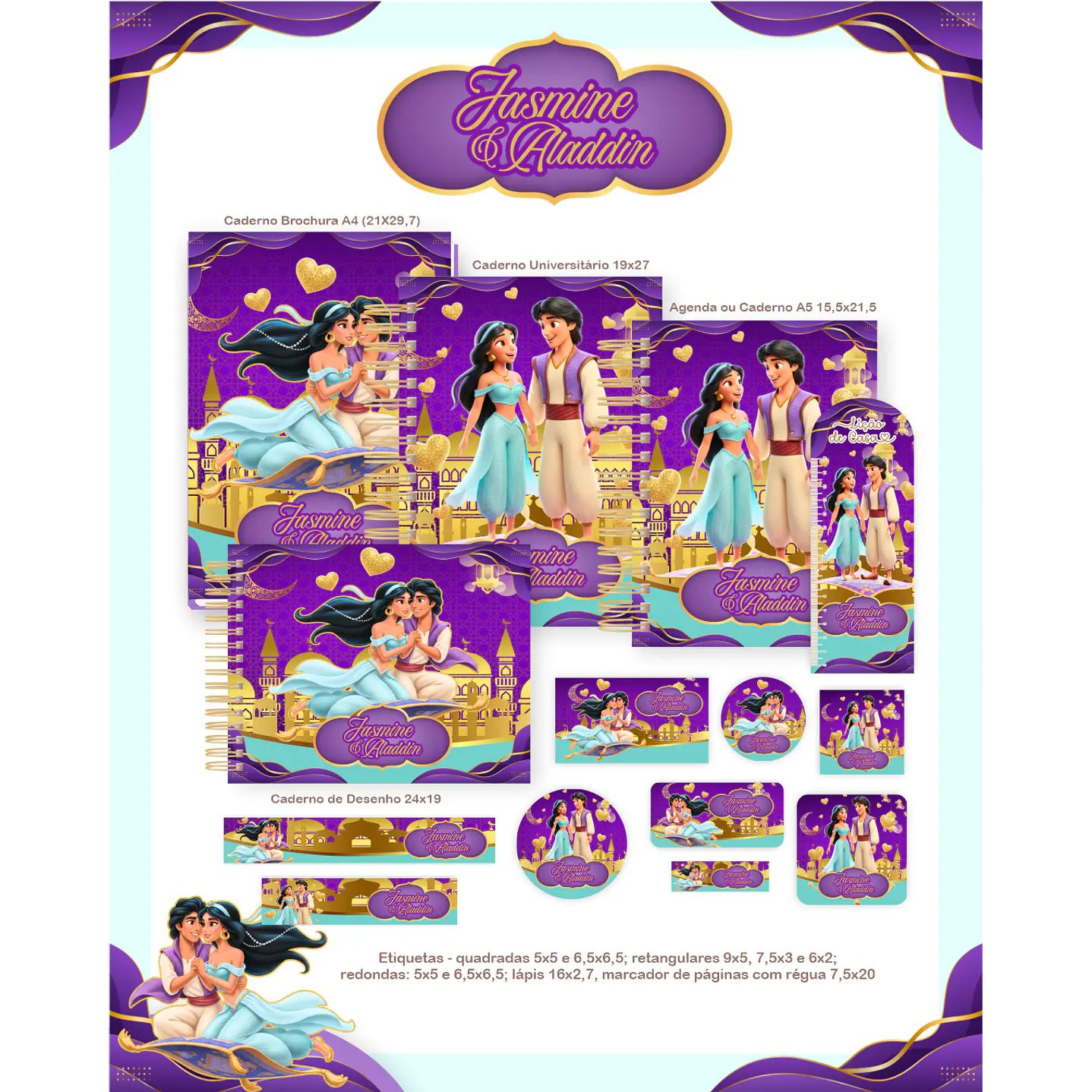 Encadernação Jasmine e Aladdin - Volta às Aulas Completo 6
