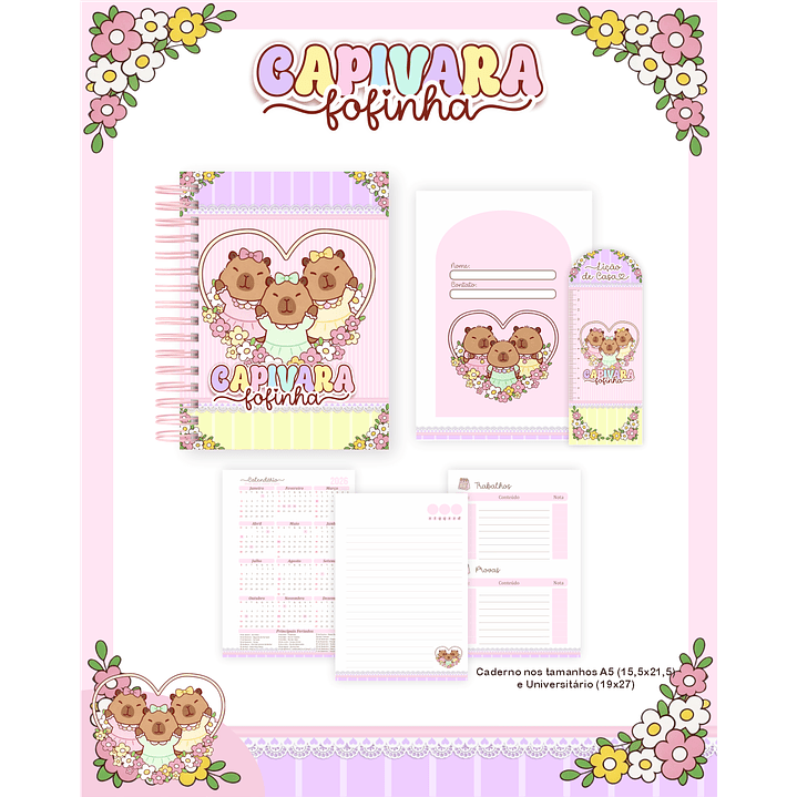 Encadernação Capivara Fofinha - Volta às Aulas 2