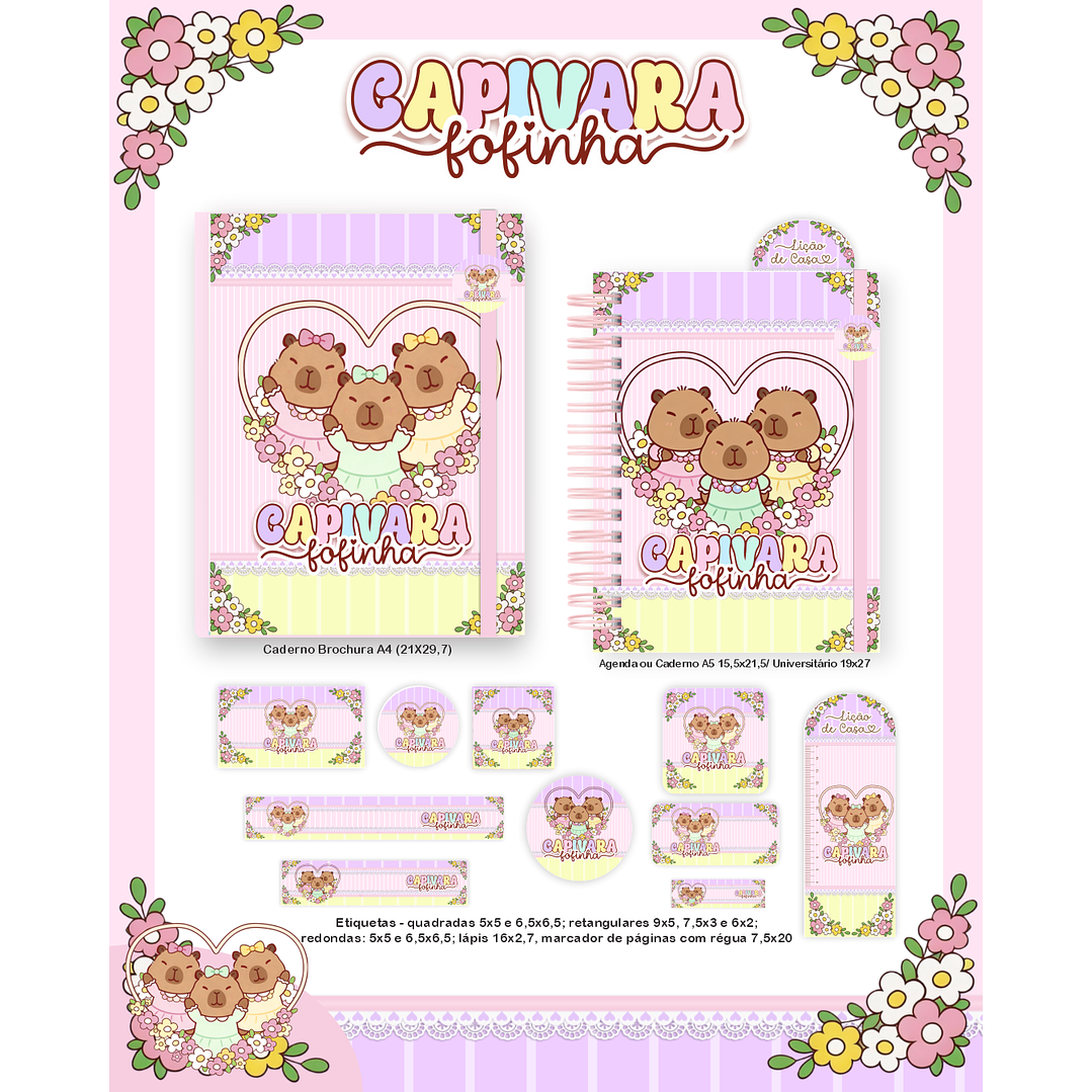 Encadernação Capivara Fofinha - Volta às Aulas 4