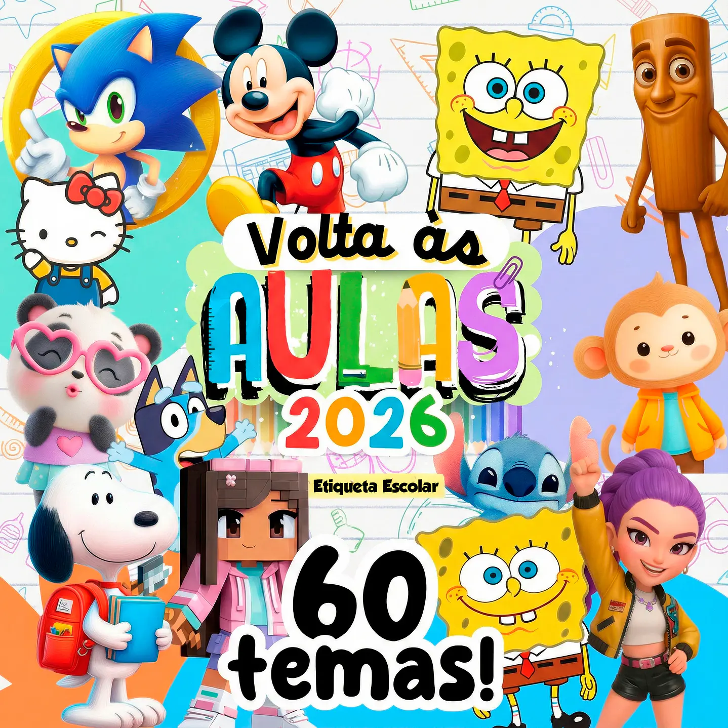 Pack de Etiquetas Escolares - 60 Temas Exclusivos  1