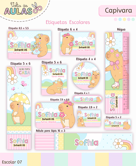 Kit Digital Encadernação Capivara - Volta às Aulas Completo