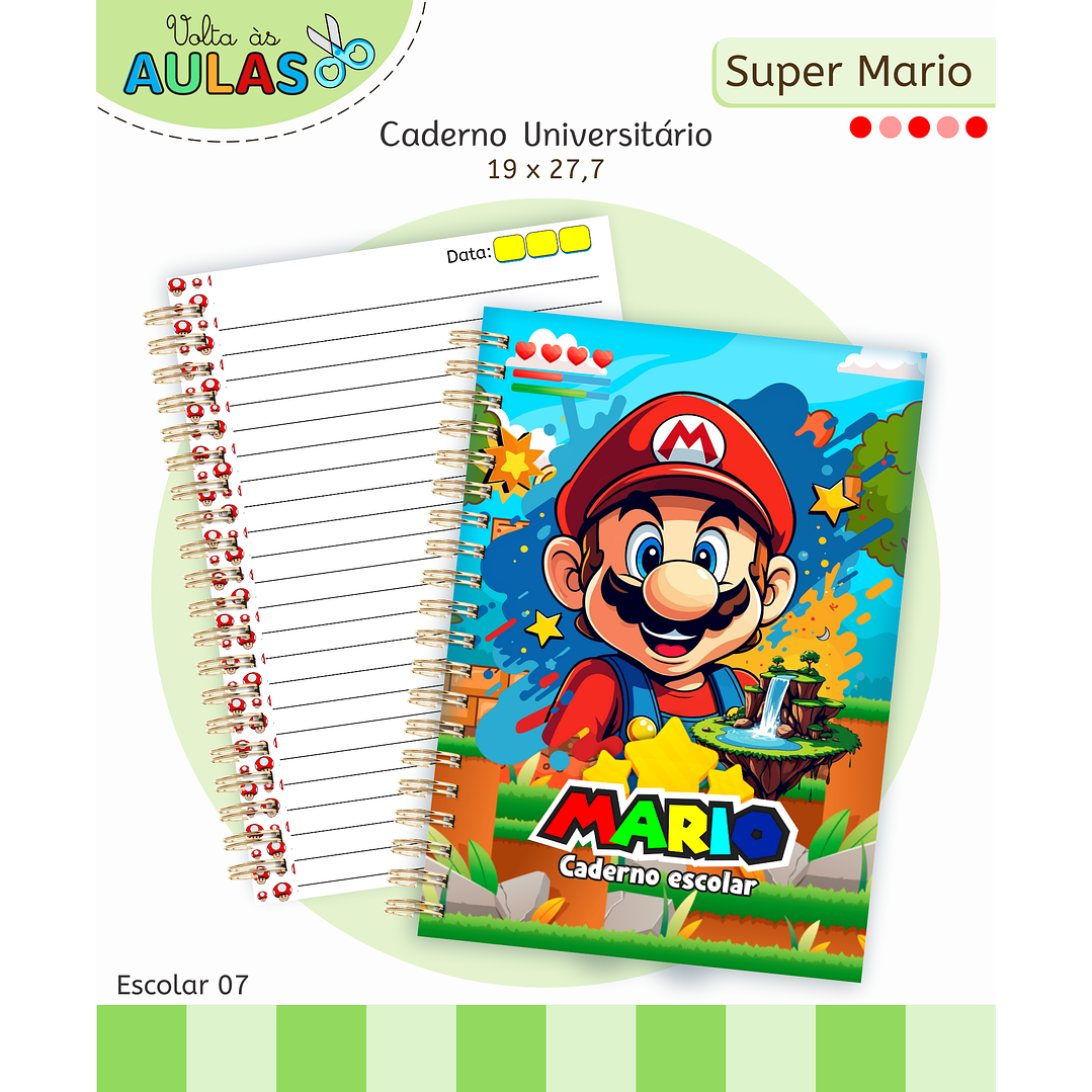 Kit Digital Encadernação Super Mario - Volta às Aulas  1