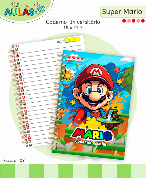 Kit Digital Encadernação Super Mario - Volta às Aulas 
