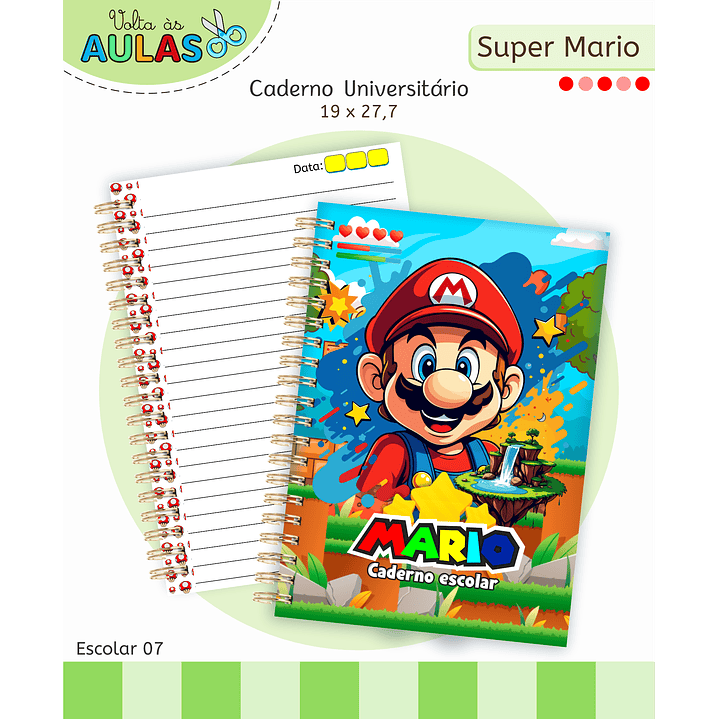 Kit Digital Encadernação Super Mario - Volta às Aulas  1