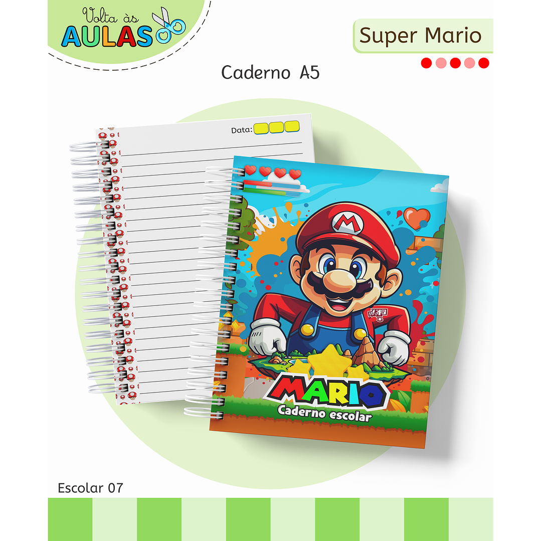 Kit Digital Encadernação Super Mario - Volta às Aulas  3