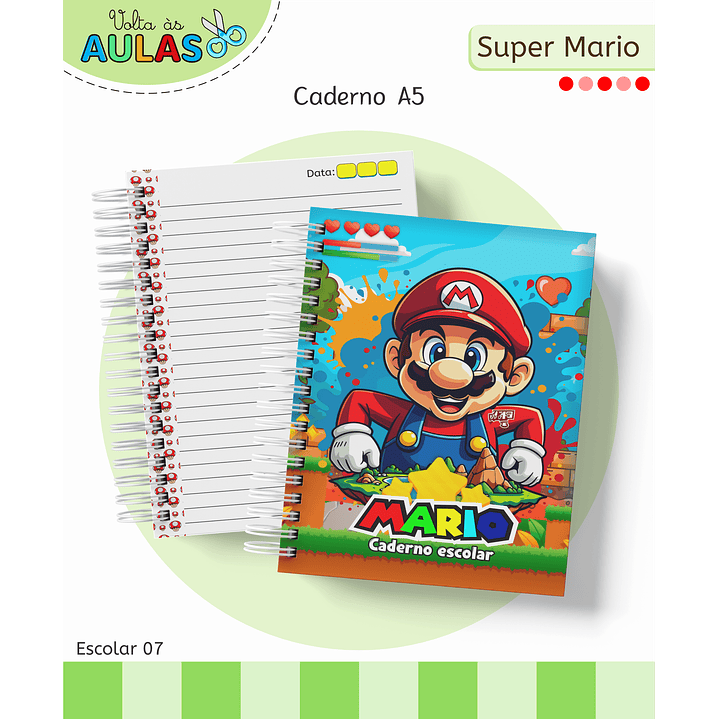 Kit Digital Encadernação Super Mario - Volta às Aulas  3