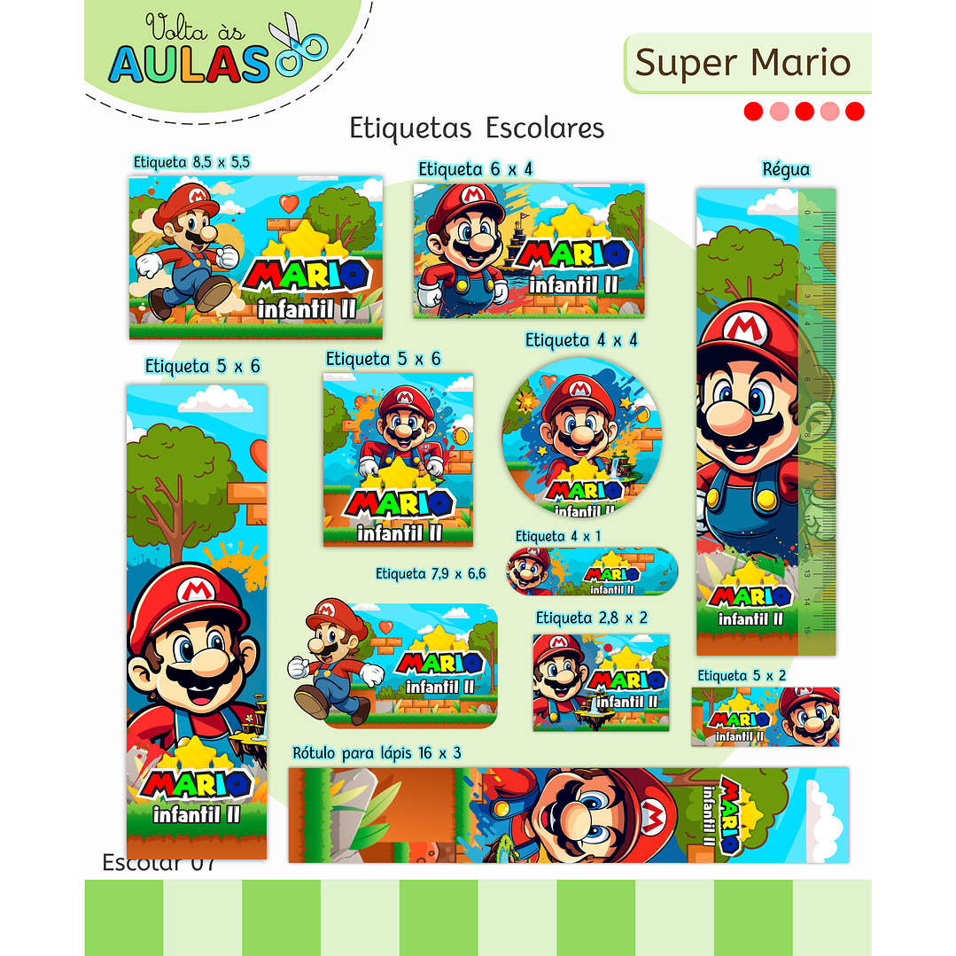 Kit Digital Encadernação Super Mario - Volta às Aulas  2