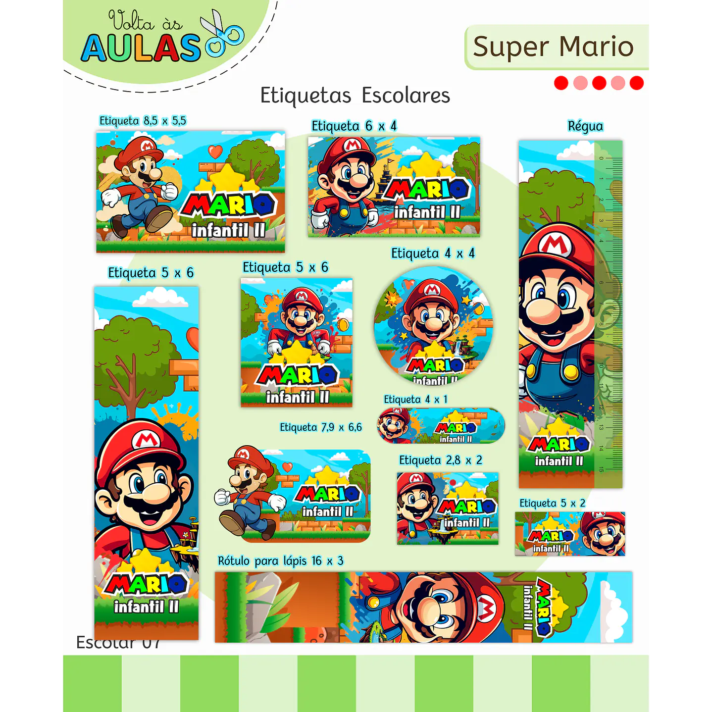 Kit Digital Encadernação Super Mario - Volta às Aulas  2