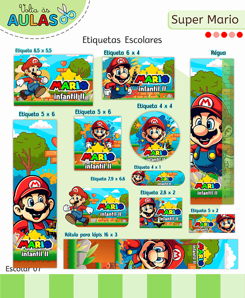Kit Digital Encadernação Super Mario - Volta às Aulas 