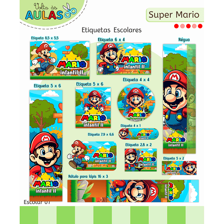 Kit Digital Encadernação Super Mario - Volta às Aulas  2