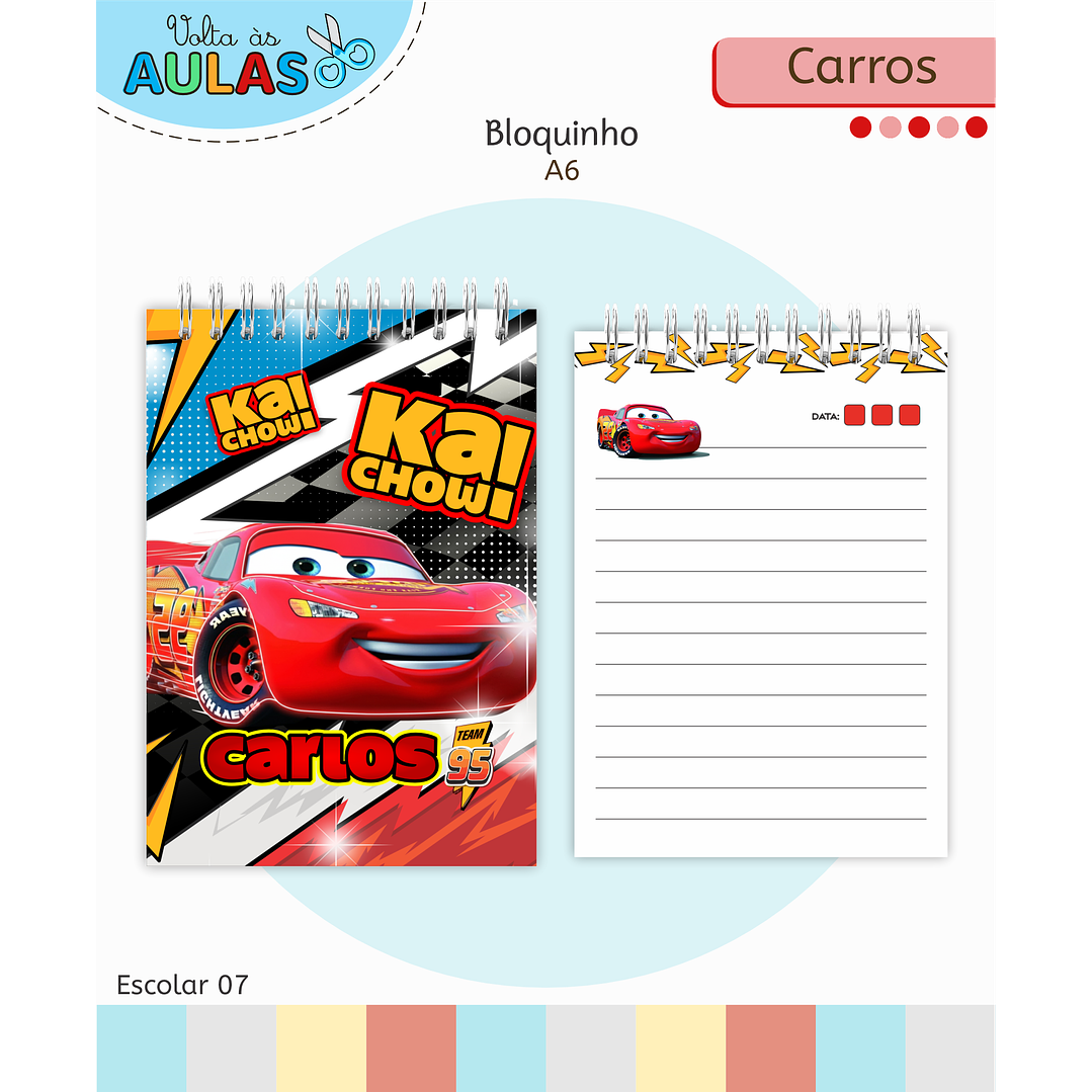 Encadernação Carros e Etiquetas - Volta às Aulas Completo 5