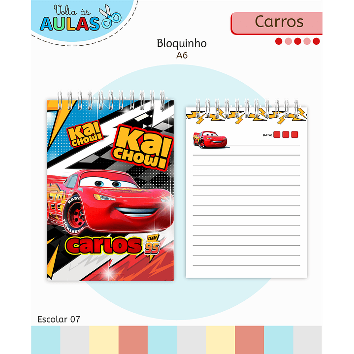 Encadernação Carros e Etiquetas - Volta às Aulas Completo 5