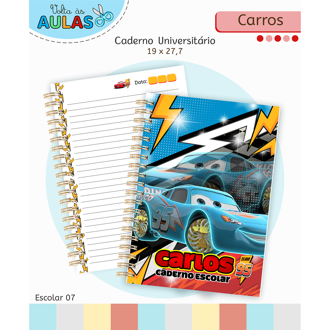 Encadernação Carros e Etiquetas - Volta às Aulas Completo 3