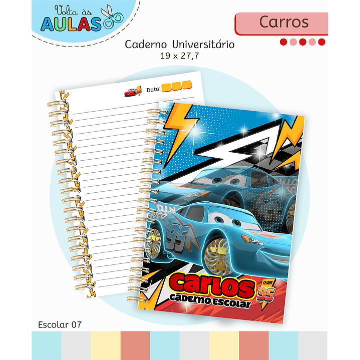 Encadernação Carros e Etiquetas - Volta às Aulas Completo 3