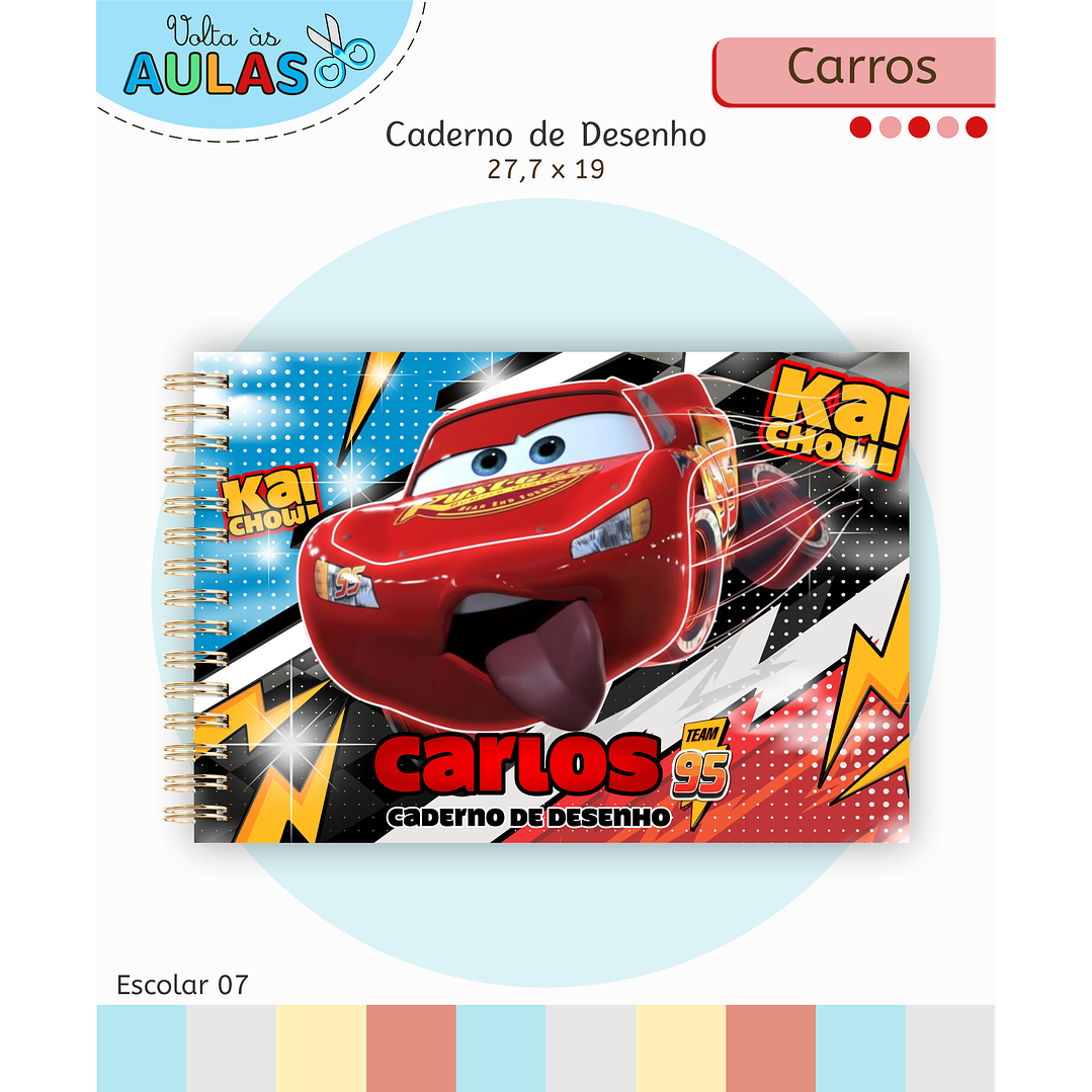 Encadernação Carros e Etiquetas - Volta às Aulas Completo 7