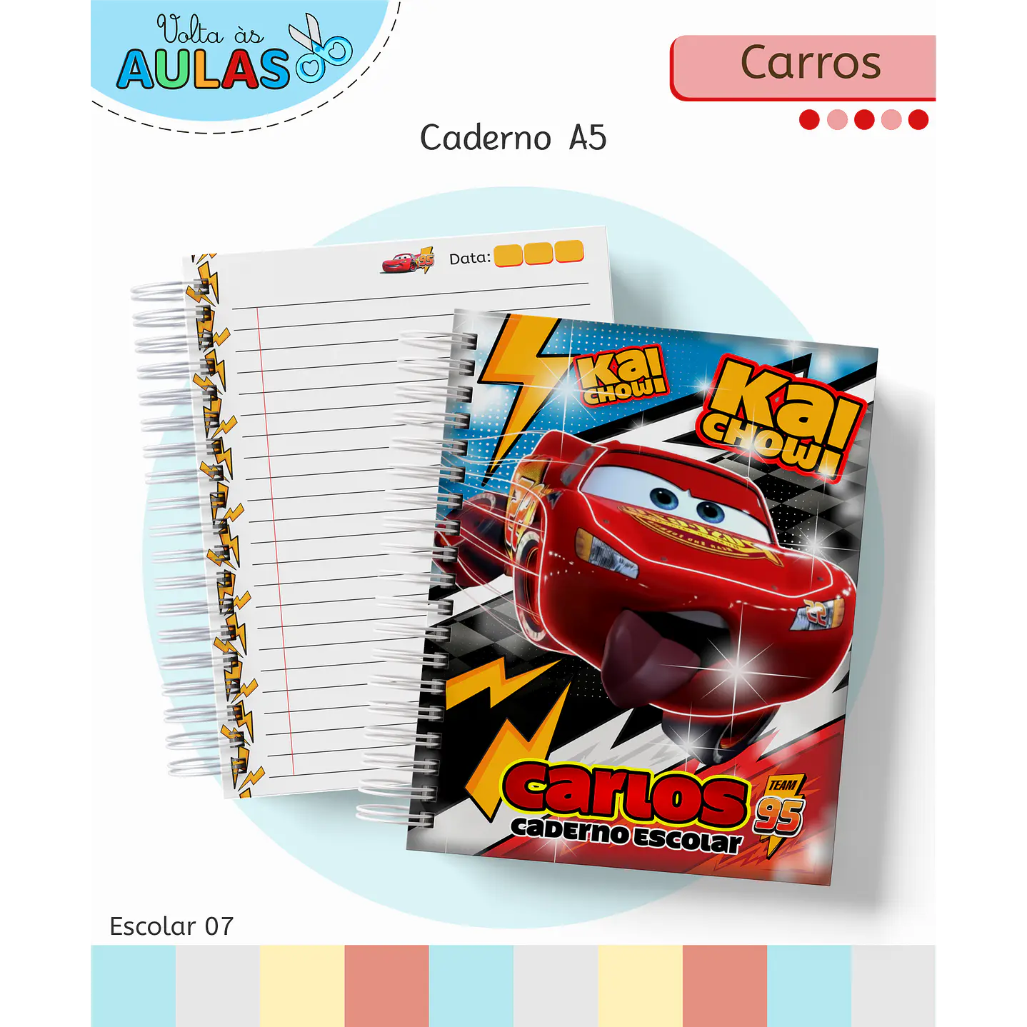 Encadernação Carros e Etiquetas - Volta às Aulas Completo 1