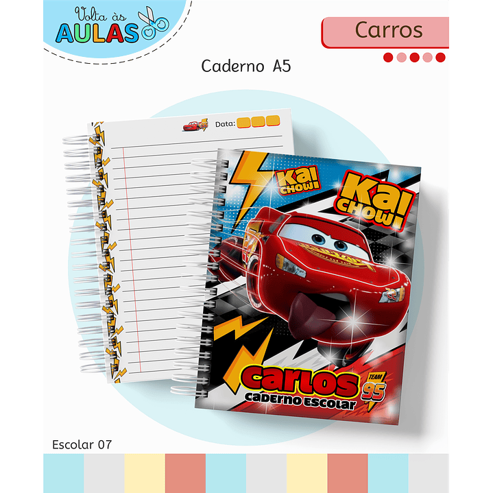 Encadernação Carros e Etiquetas - Volta às Aulas Completo 1