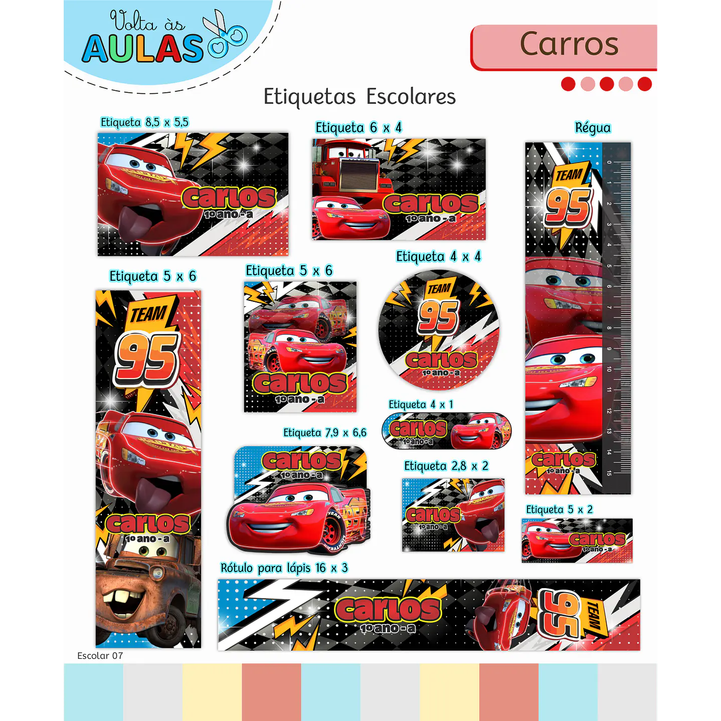 Encadernação Carros e Etiquetas - Volta às Aulas Completo 2