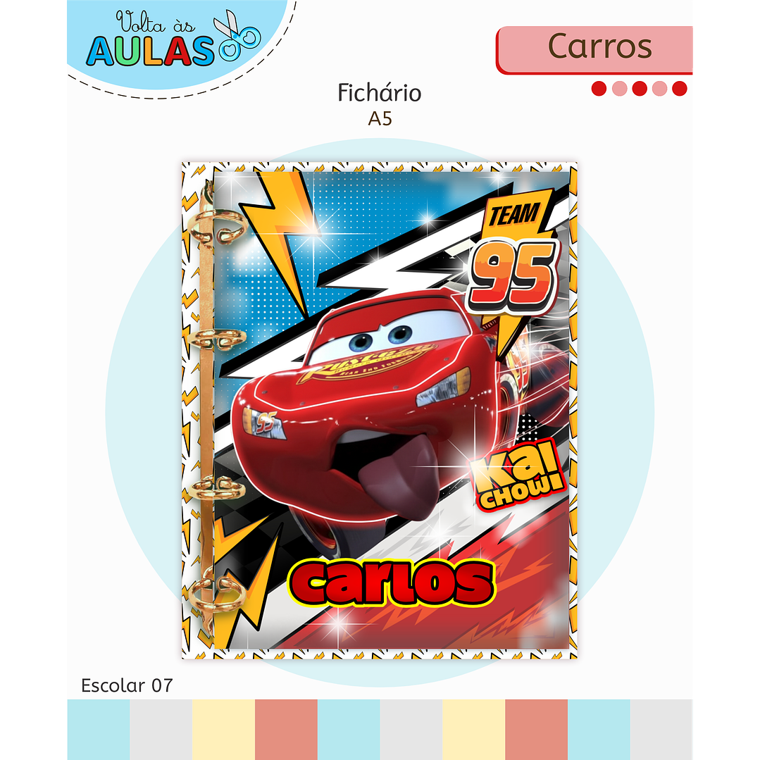 Encadernação Carros e Etiquetas - Volta às Aulas Completo 11