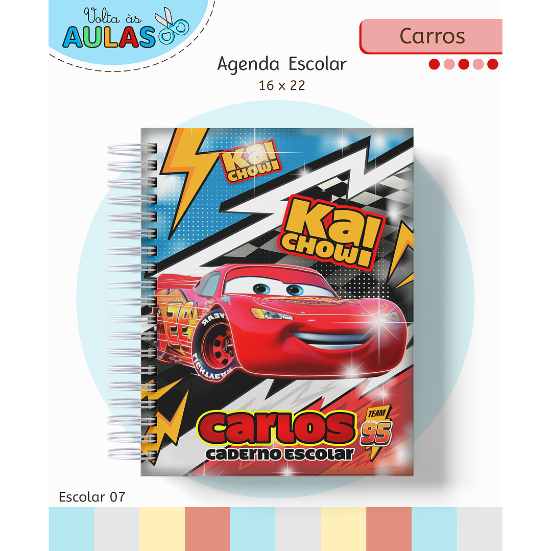 Encadernação Carros e Etiquetas - Volta às Aulas Completo 12